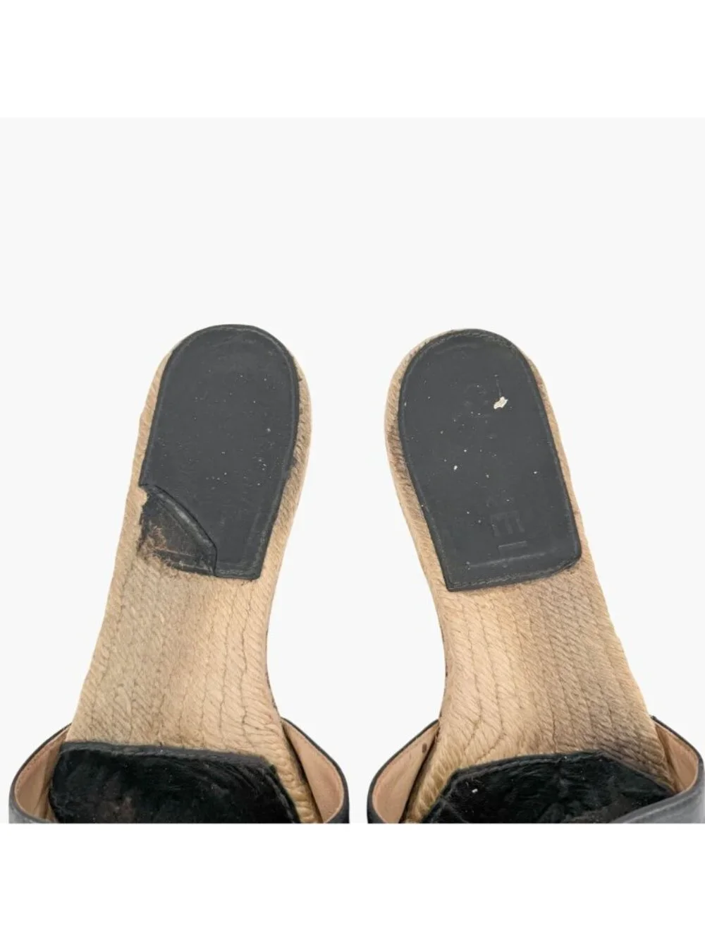 Chanel Black Leather CC Espadrille Slide Sandals Flats Size 38 US 7–7.5 Women's